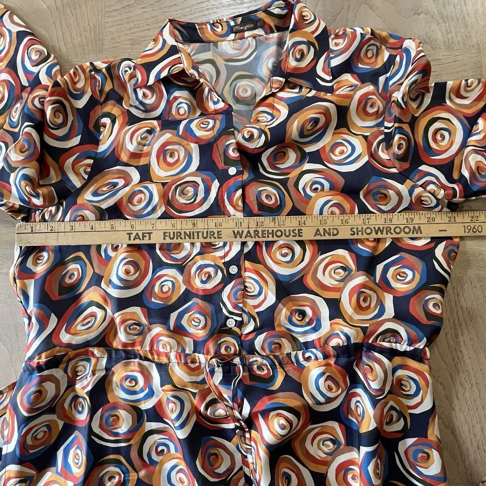 J McLaughlin Mollie Dress NEW Large Silk Blend Midi Mod Rose Pop Floral Career - Picture 5 of 11